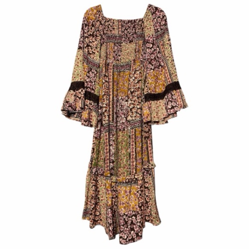 Angie Smocked Bust Bell Sleeve Maxi Dress romantic whimsical boho chic - Picture 4 of 6